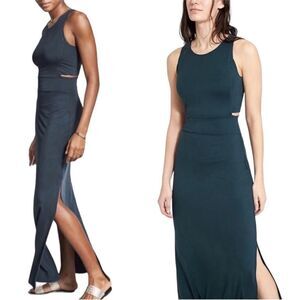 Athleta “Abyss” Sides Cut Out Maxi Dress in Blue/Black
